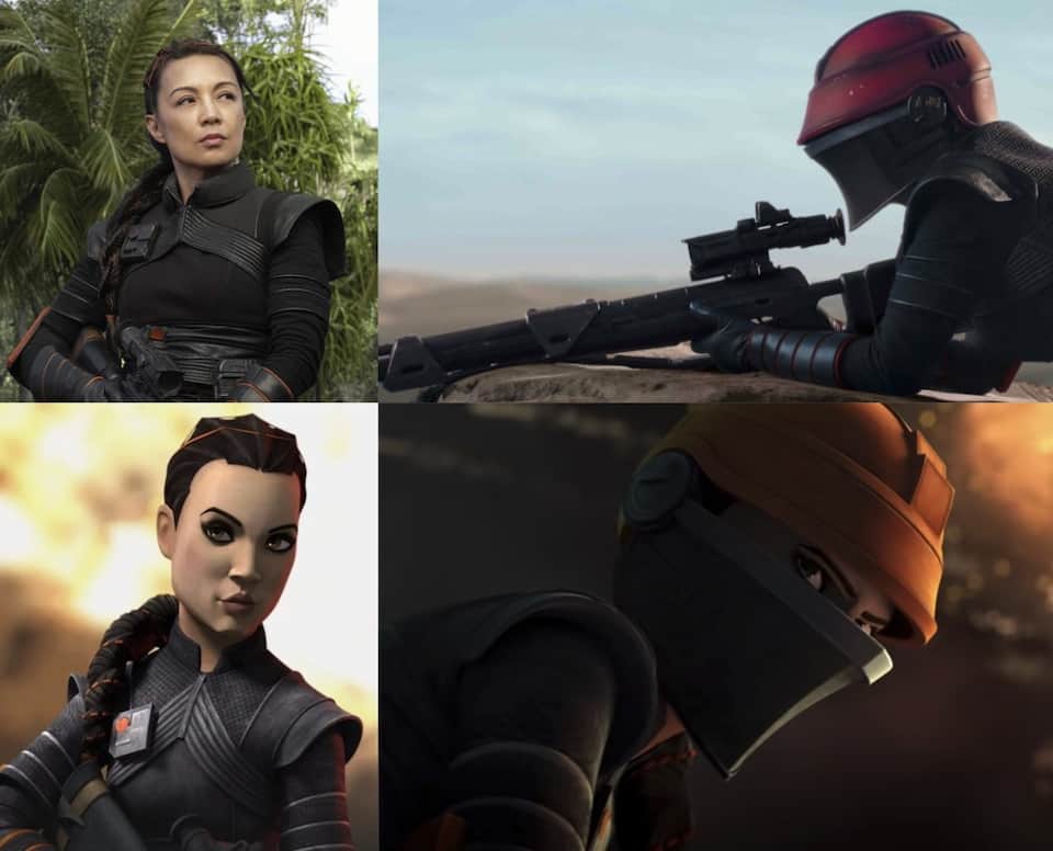 Fennec Shand, live action and animated