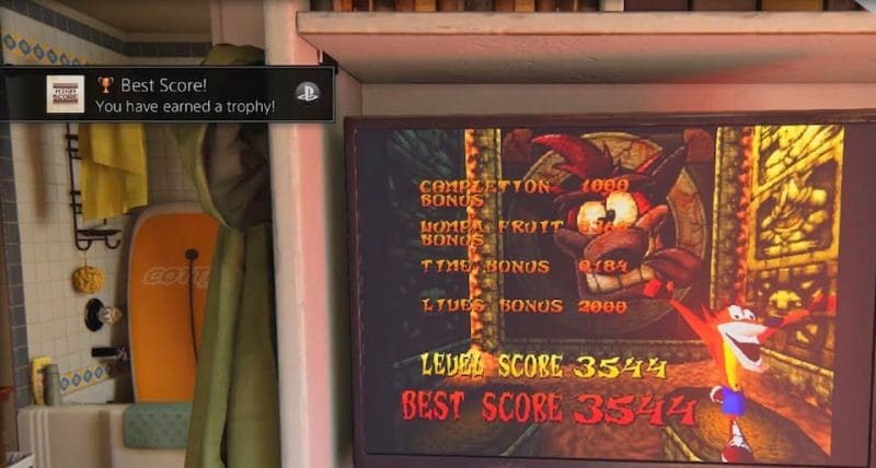 Crash Bandicoot trophy in Uncharted 4