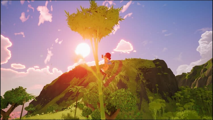 Tchia climbing a tree