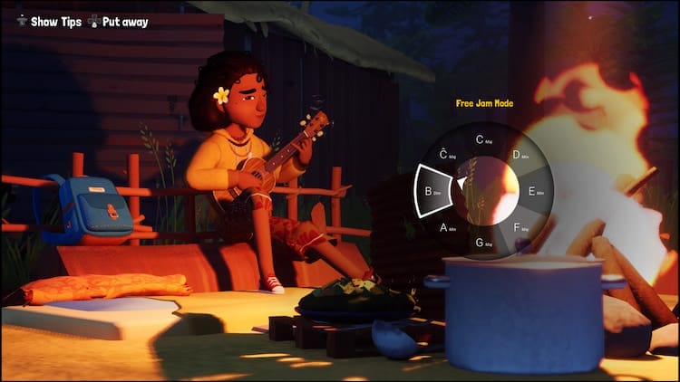 Tchia playing a Ukulele