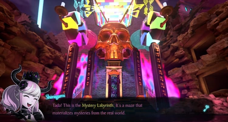 The mystery dungeon, in all it's neon beauty is shown