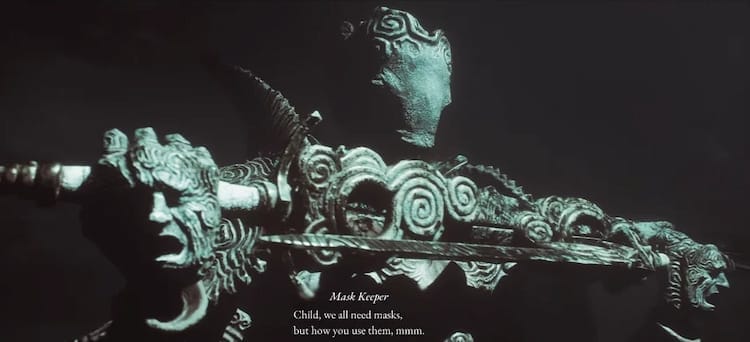 A picture of a masked enemy waxing philosophical about masks