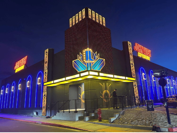 Exterior of the John Wick Experience at Night