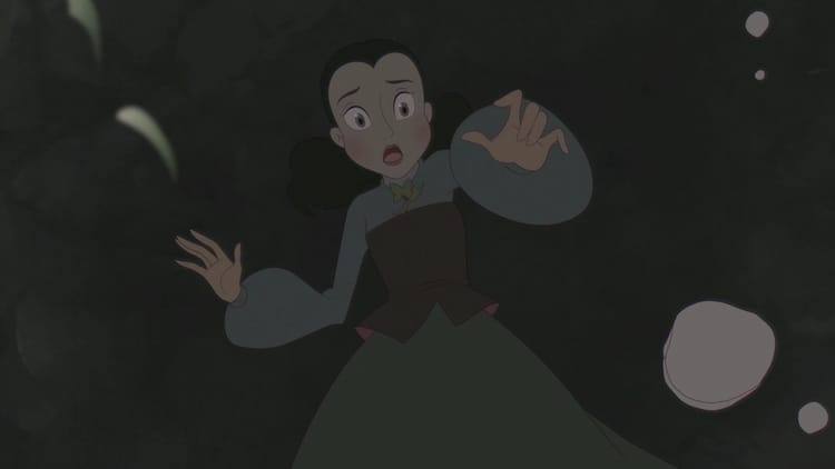 Lana is falling backwards into an abyss