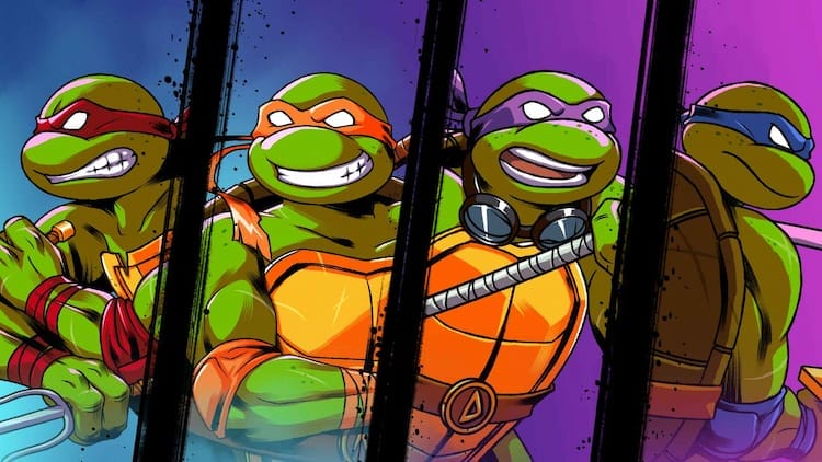 From left to right, Raphael, Michelangelo, Donatello, and Leonardo.