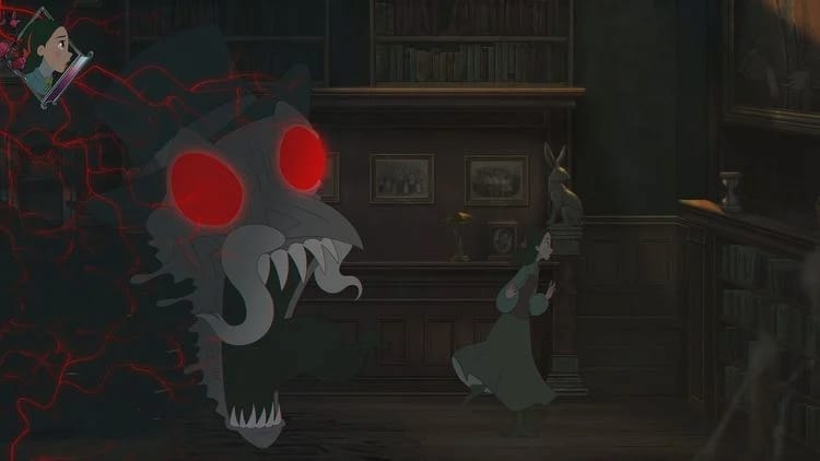 Mr. Kyn’s massive head is chasing Lana down a corridor.