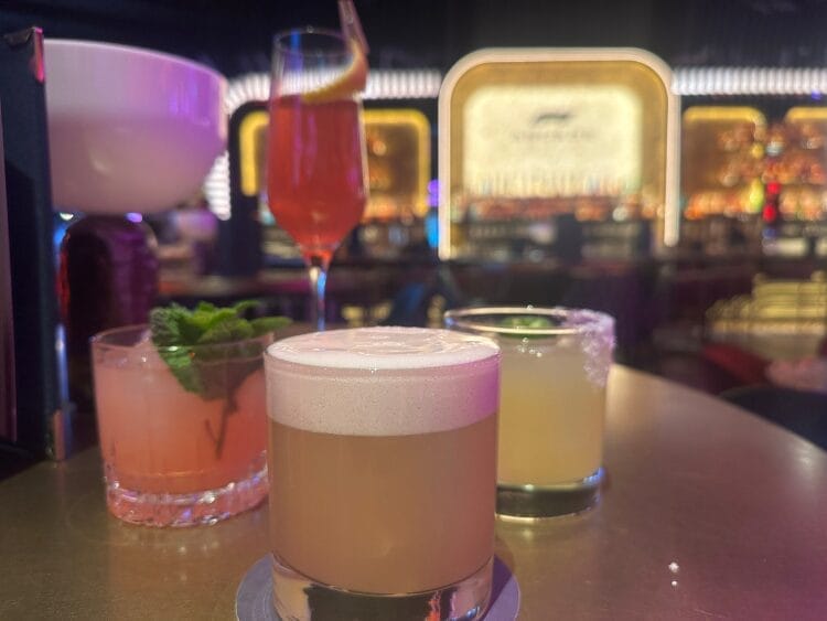 Several cocktails at F1 bar