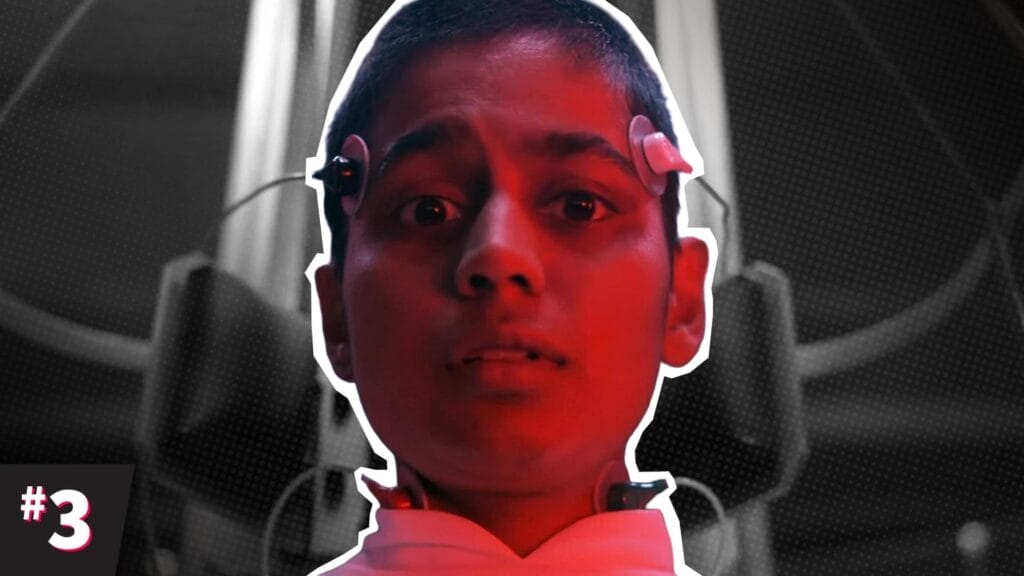 Kali is restrained and wired into a government facility rigged to the Upside Down, staring intensely after catching Eleven’s gaze.